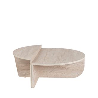 DRAWER Juego de 2 mesas bajas con efecto travertino - Beige