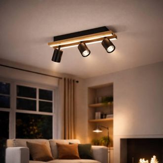 Eglo Eglo Gesteira Steel & Wood LED Warm White Modern 3-Light Spotlight in Black