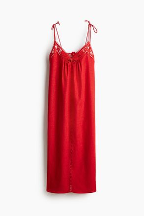 H&M Kleid mit Bindetr&auml;gern und Broderie Anglaise - Red
