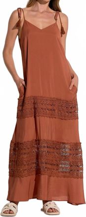 Elan Crochet Maxi Dress In Clay