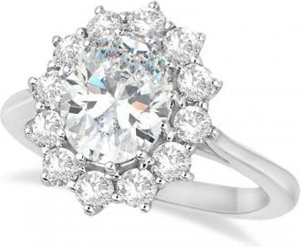 Allurez Oval Lab Grown Diamond Accented Ring 14k White Gold (2.80ctw)