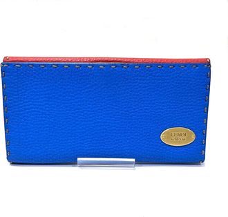Fendi Blue Red Color Yellow Leather Long Wallet (Bi-Fold) (Pre-Owned)