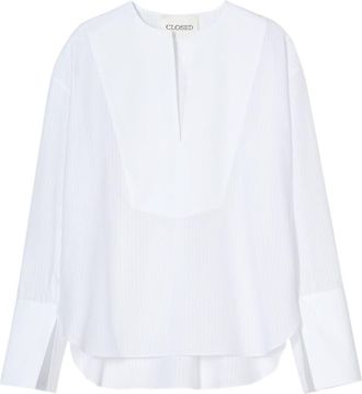 Closed striped blouse - White