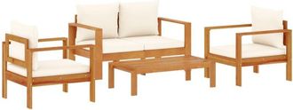 vidaXL Set Sof&aacute;s De Jard&iacute;n Con Cojines 4 Pzas Madera Maciza De Acacia Vidaxl