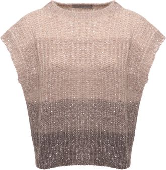 D.exterior Beige Degrade Sequined Sweater Vest