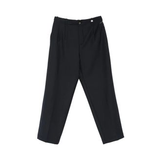 Myths Broeken, Heren, Blauw, M, Wol, Broek met wijde pijpen en plooien