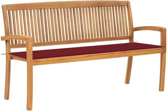 vidaXL Banco De Jard&iacute;n Apilable Con Coj&iacute;n Madera Maciza De Teca 159 Cm Vidaxl