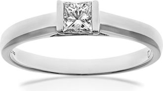 Jewelco London 18ct White Gold Princess 1/4ct Diamond Channel Bar Solitaire Ring - PR0AXL915018KW