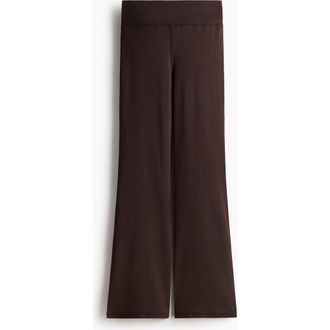 H&M Flared Brushed Jersey Trousers in Dark Brown at Nordstrom, Size Xx-Small