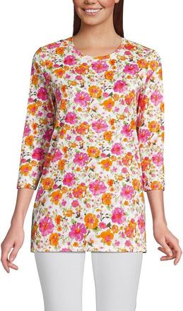 Lands End Cotton Supima Tunic in White Multi Painted Blooms at Nordstrom, Size X-Small P