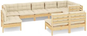 vidaXL Muebles De Jard&iacute;n 9 Piezas Y Cojines Madera Maciza De Pino Vidaxl