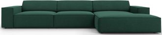 BLOOMINGLOFT 4-Sitzer Design Ecksofa Jodie mit Chaiselongue rechts - Strukturstoff
