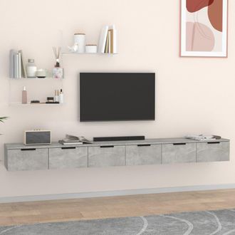vidaXL Vidaxl - Armarios De Pared 2 Uds Contrachapada Gris Hormig&oacute;n 102x30x20cm