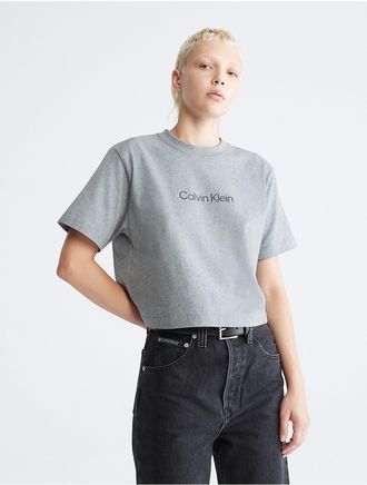 Calvin Klein Womens Standard Logo Relaxed T-Shirt - Grey - M