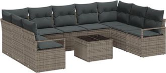 vidaXL Garden Sofa Set with Cushion 10 pcs Brown and Cream Poly Rattan vidaXL