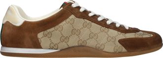 Gucci Hombres Deportivas Tejido Beige/Marr&oacute;n