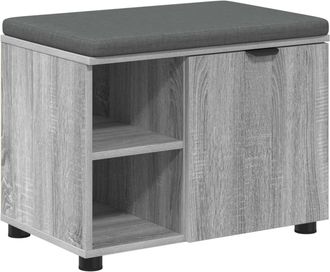 vidaXL Banco De Entrada Con Coj&iacute;n Gris Sonoma 60 X 38 X 46 Cm Vidaxl