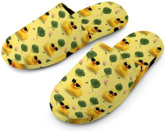 Generic Rubber Duck Eyesglasses Mens Slippers Warm Non-Slip Houes Shose Spa Slipper for Home Bedroom
