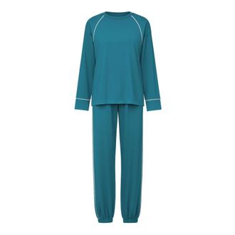 Twinset Lange Pyjamaset - Dames - Pyjama - Blauw - S - Polyester - Nachtkleding