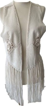 PHO Firenze Eco Suede Vest With Fringes Clothing