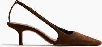 H&M Slingpumps aus Leder mit Kitten Heels - Brown