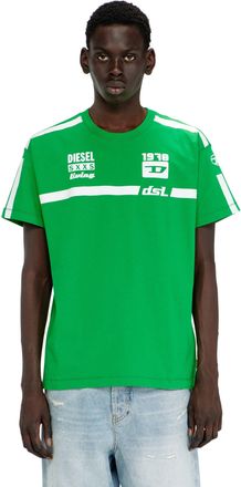 Diesel Cotton T-shirt with contrast graphic prints - T-Shirts - Man - Green