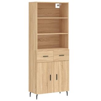 Berkfield Home Highboard Sonoma Oak 69.5x34x180 cm Engineered Wood in Light Tan