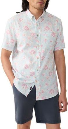 Faherty Breeze Short Sleeve Button-Down Shirt in Clear Waters Blossom at Nordstrom Rack, Size Xx-Large