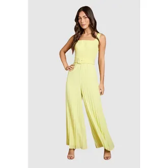 Coast Seam Detail Pleated Wide Leg Jumpsuit in Lemon at Nordstrom, Size 10