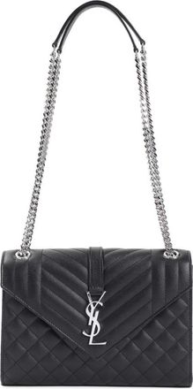 Saint Laurent Black YSL Logo Shoulder Bag