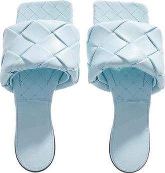Bottega Veneta Blue Intrecciato BV Lido Slides Size 40