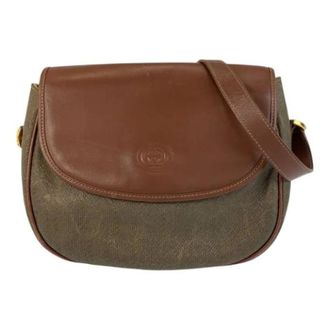 Gucci Pre-owned Vintage Leren Canvas Schoudertas - Dames - Pre-owned - Bruin - Maat: ONE Size Leer