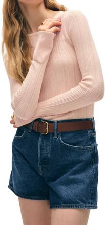 White + Warren Ribbed Cuff Top In Desert Pink