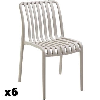 TecTake 6 sillas de jard&iacute;n resistentes a la intemperie y apilables, gris topo