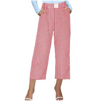 Generic Lounge Pants Cropped Pyjamas Womens Plus, Womens Plus Pyjama Bottoms Capri Checked Cropped Sleepwear Pants With Pockets Comfy Lounge Bottoms With Draw