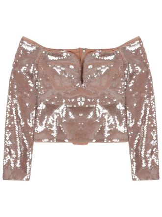Self Portrait Sequined Off-Shoulder Top