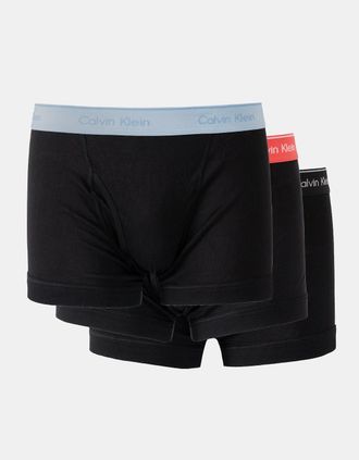 Calvin Klein Mens Calvin Klein 3-Pack 100% Cotton Mens Trunks - Red/Blue/Black - Size: 37/36/32