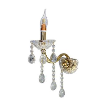 Trade Shop Trade Shop Traesio - Trade Shop - Applique Da Muro Candelabro Gocce Pendenti Cristallo Acrilico Attacco E14 E34 - Oro
