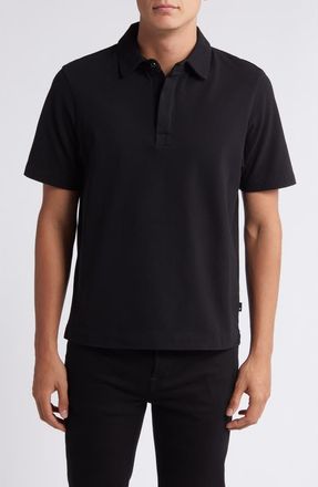 7 For All Mankind Piqué Knit Polo in Black at Nordstrom, Size Xx-Large