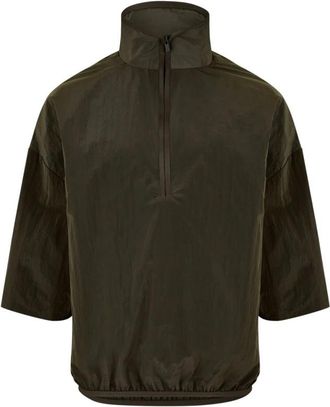 Fear of God Half Zip Mockneck Shirt Ink Logo - Heren - Zomerjassen - Groen - S - Nylon - Jassen