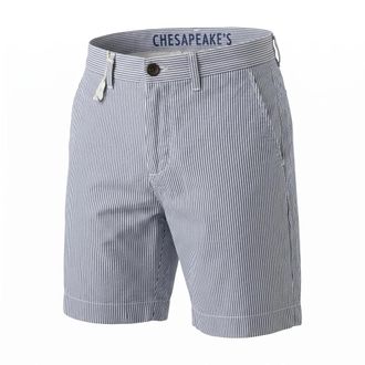 CHESAPEAKE'S Seersucker Boat Short Mantucket - Heren - Korte Broeken - Blauw - W38 - Katoen - Korte Broeken
