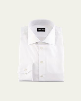 Giorgio Armani Solid Cotton Dress Shirt, White