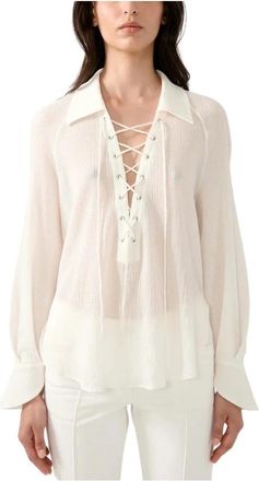 Barbara Bui E26 Top - Dames - Blouses - Wit - 2XS - Katoen - Overhemden