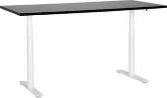 Beliani Beliani - Escritorio De Altura Regulable El&eacute;ctrico Dise&ntilde;o Moderno Patas Redondas 180 X 80 Cm Tablero Negro Soporte De Acero Blanco Destinas