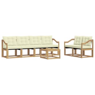 vidaXL Conjunto De Sof&aacute;s De Exterior Con Coj&iacute;n 7 Pcs Blanco Y Crema Vidaxl
