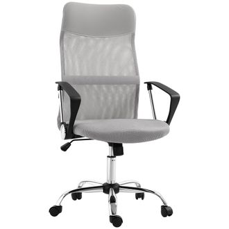 HOMCOM Silla de oficina 63x65x119 cm gris claro