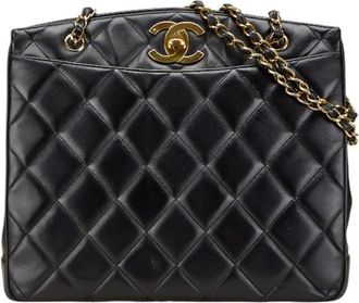 Chanel Black Leather Shoulder Bag Tote Bag (Pre-Owned)