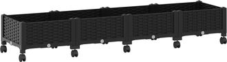 vidaXL Macetero De Jard&iacute;n Con Ruedas Negro 160 X 40 X 29 Cm Pp Vidaxl