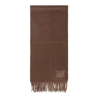 Max Mara Winter Scarves, female, Brown, Size: ONE SIZE Brown Cashmere Felt Monogram Scarf
