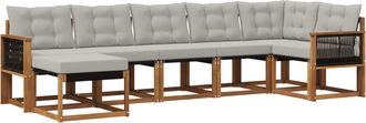 vidaXL Conjunto De Sof&aacute;s De Exterior 7 Uds. Natural Y Gris Claro Vidaxl